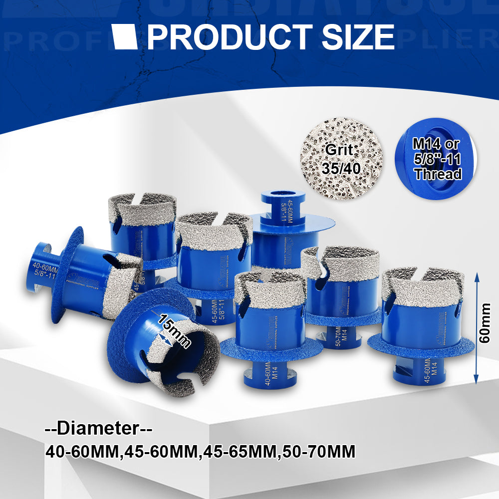 Shdiatool 1/2pcs Diamond Drill Core Bits For Washing Basin Water Sink Hole Saw Tile Granite Marble Countertop Drilling Crown