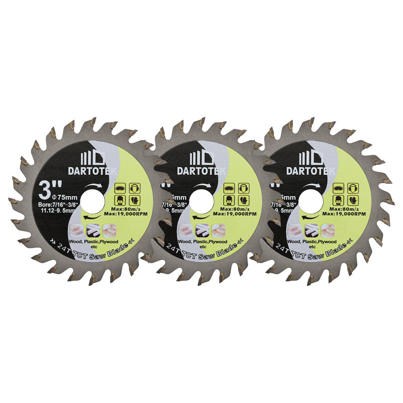 DARTOTEK 2/3/5pcs 3''75MM TCT Mini Diamond Saw Blades For Wood