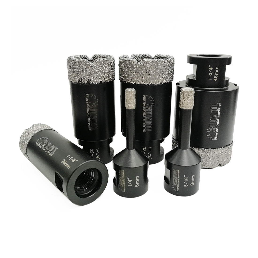 SHDIATOOL Diamond Core Drill Bits Set(6pcs) for Porcelain Tile Granite Marble 5/8-11 - SHDIATOOL