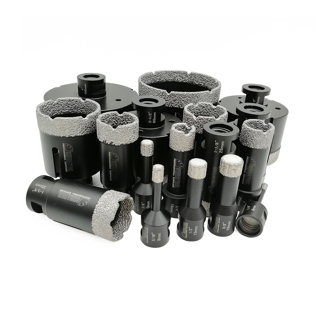 17pcs/set  Porcelain Tile Diamond Core Drill Bits 5/8-Inch-11 Thread from 1/6 Inch to 4 Inch - SHDIATOOL