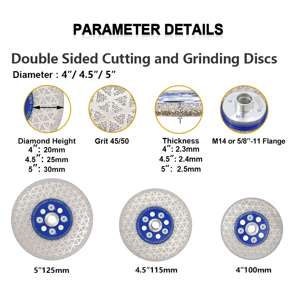 Diamond Cutting Grinding Disc Triangle Granite Concrete Saw Blade M14 or 5/8-11 Flange
