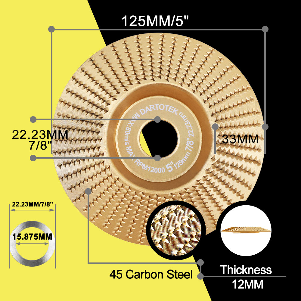 DARTOTEK 1pc 75/100/125mm  Wood Grinding Wheel Cup Wheel Milling Disc Plate Carving Profile Plain Bevel Camber Bowl Abrasive Tool Trimming