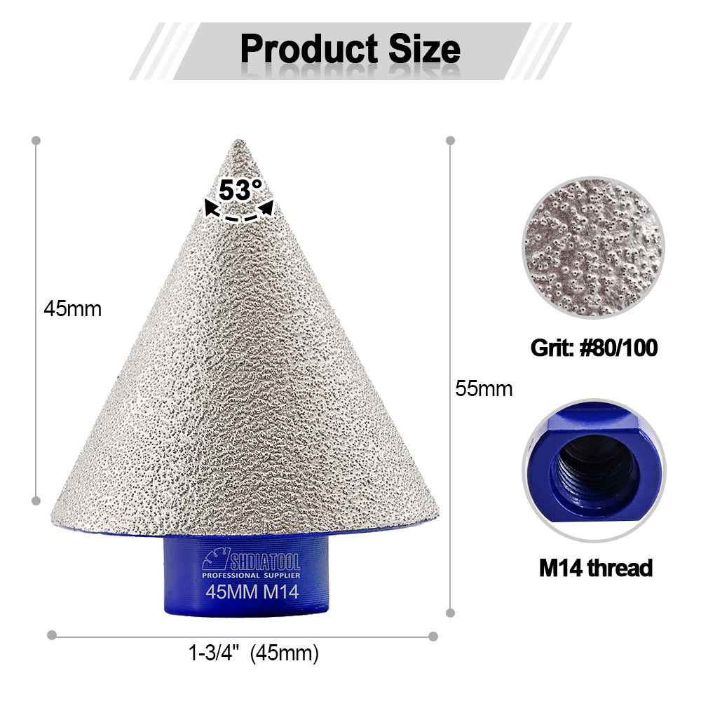 Diamond Chamfer Milling Bit Ceramic Granite Marble Porcelain M14 or 5/8-11 Thread