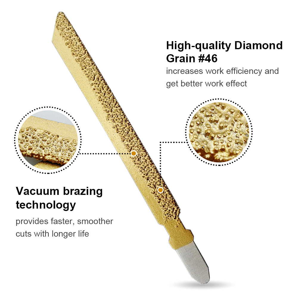4 In. Diamond Jig Saw Blades for Tile Ceramic BGranite Marble with T-Shank 46 Grit - SHDIATOOL