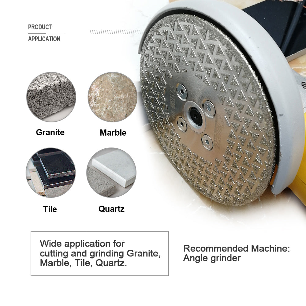 Electroplated Diamond Cutting Grinding Disc Single Side Coated M14 or 5/8-11 Flange for Granite - SHDIATOOL
