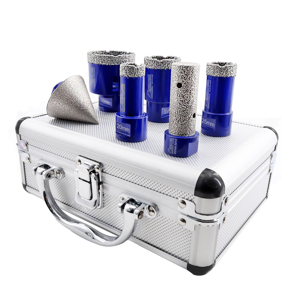 1set/6pcs Diamond Drill Core Bits Granite Marble Ceramic M14 Thread Hole Saw - SHDIATOOL