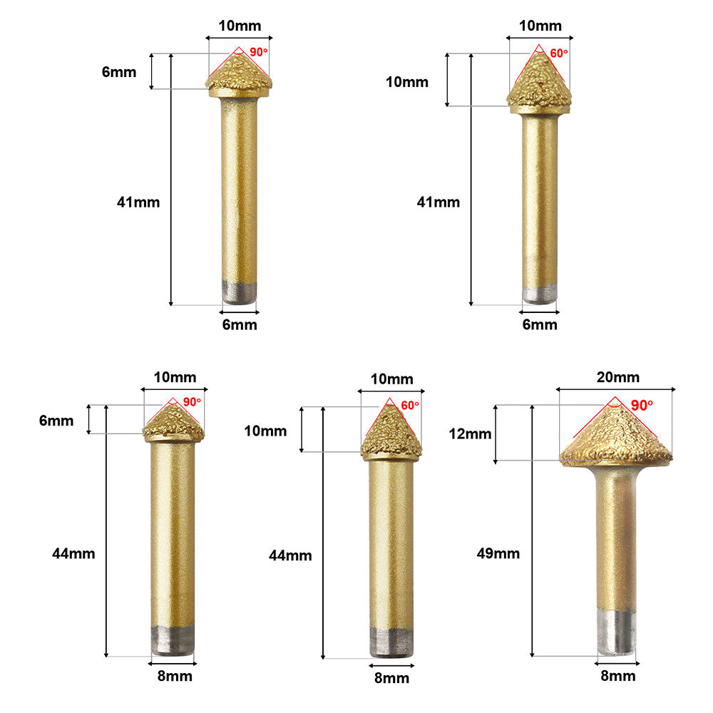 CNC Diamond Engraving Router Bit Stone Milling Cutter Engraver Marble Granite Tool Blades Carving Knife