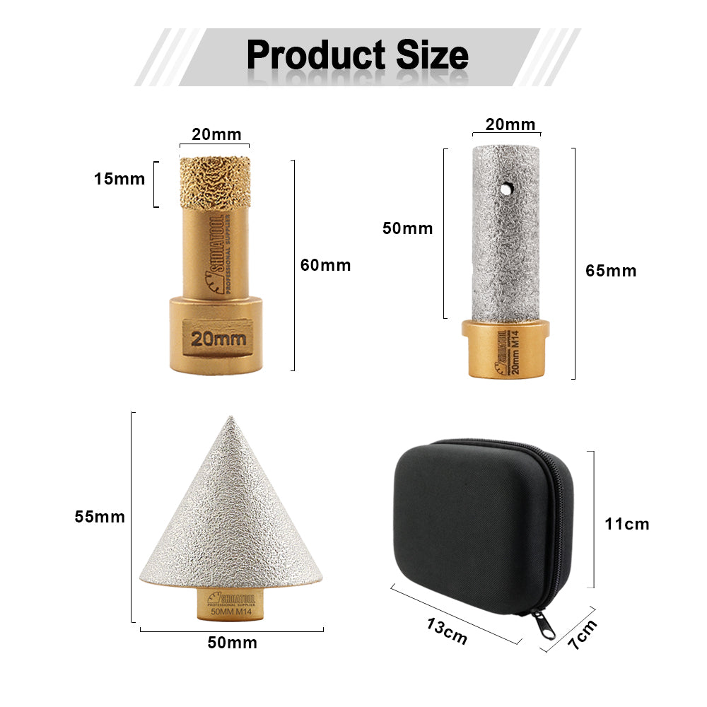 Diamond Core Bit 3pcs/set  M14 Thread Granite Marble Ceramic Hole Saw