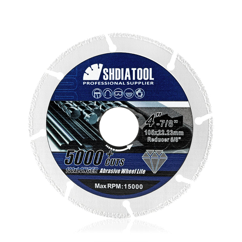 SHDIATOOL Diamond Metal Cutting Disc Dia 3"/4"/4.5"/5" for Steel Tube Iron Rebar Vacuum Brazed Saw Blades