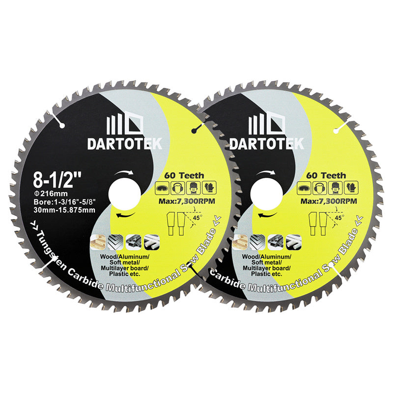 DARTOTEK 1/2/3Pcs Dia 85/165/216mm TCT Hard alloy Cutting Disc Circular Saw Blade For Cutting Wood Aluminium Copper Metal Disc Cutter