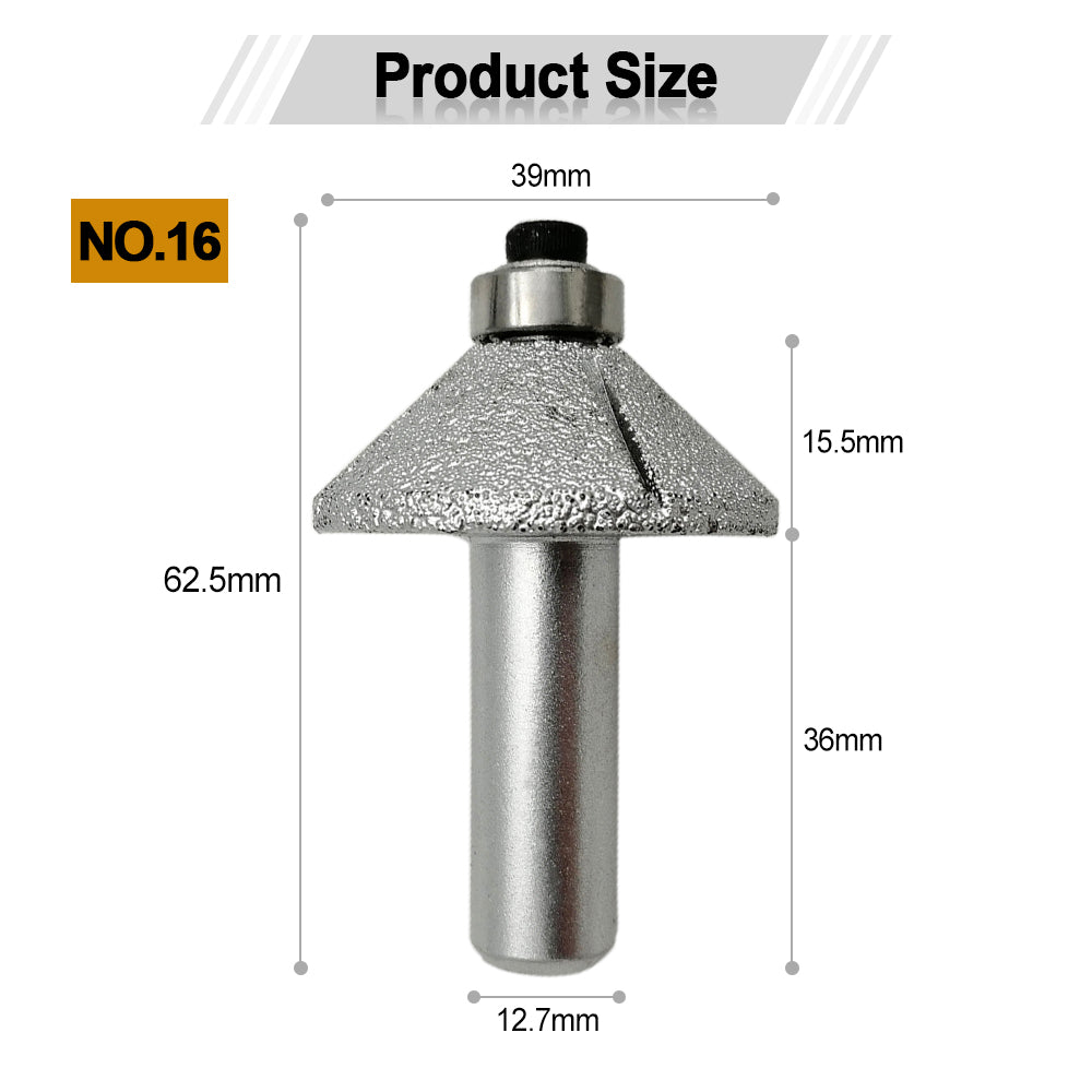 Diamond Router Bits with 1/2" Shank for Granite Marble 31 sizes 2pcs - SHDIATOOL