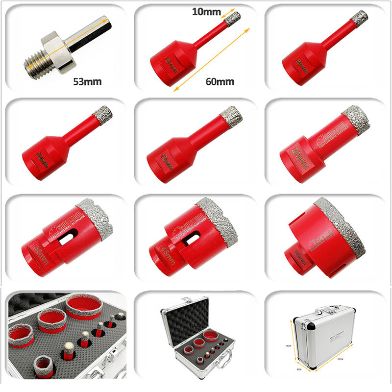 SHDIATOOL Red Diamond Drill Core Bits Kit for Tile Porcelain Granite M14 Thread - SHDIATOOL