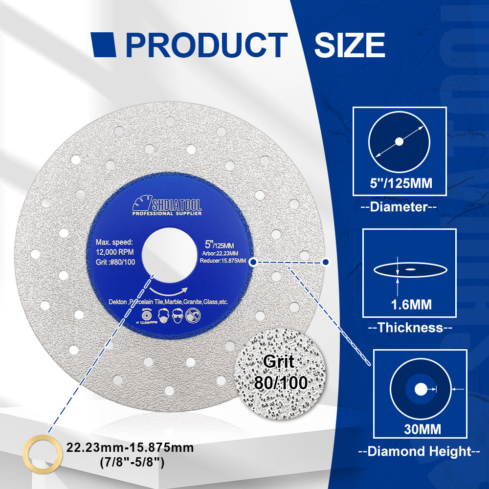 SHDIATOOL 1/2/3pcs Porous Widened Cutting Blade 75/115/125mm Ultra-Thin Disc Dekton Porcelain Tile Marble Glass Granite