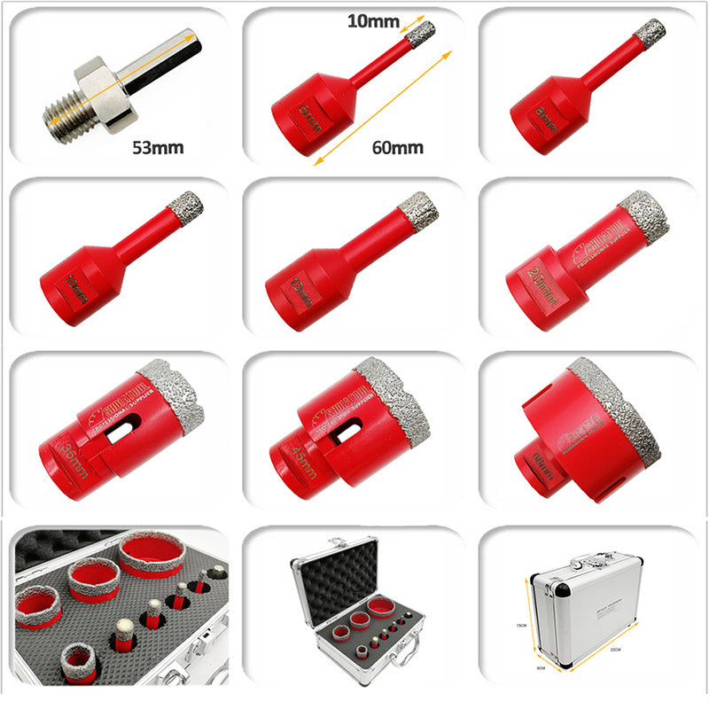 Diamond Drill Core Bits Kit and an Adapter for Tile Porcelain Granite Spain Warehouse - SHDIATOOL
