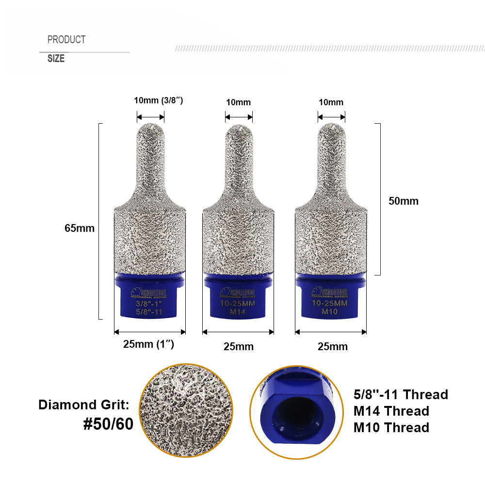 Diamond Milling Finger Bits for Enlarge Hole Special-shaped in Marble Masonry 10mmx25mm - SHDIATOOL