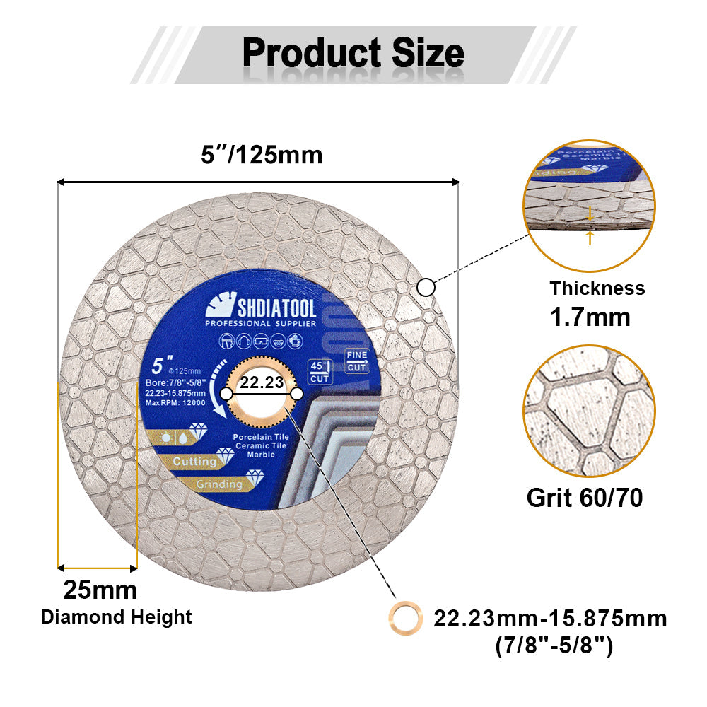 5"Diamond Cutting Grinding Discs Triangle Double Sided Granite Marble Ceramic - SHDIATOOL