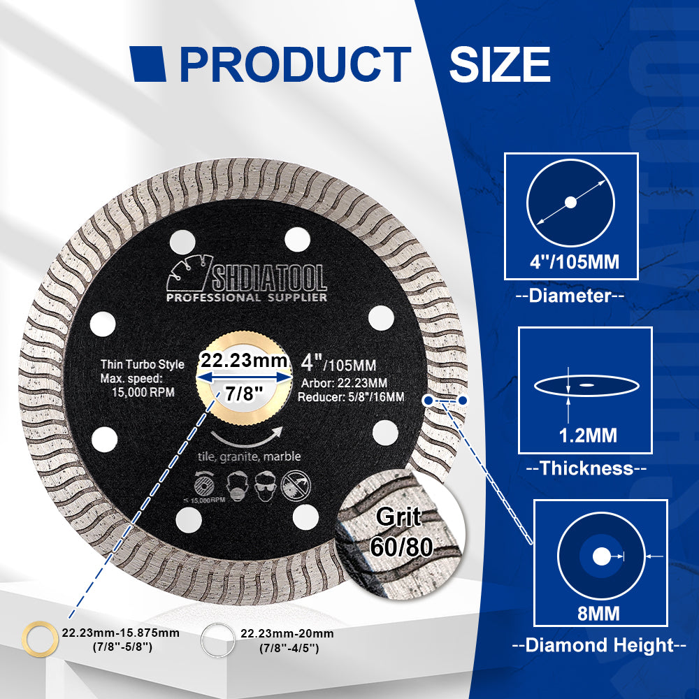 SHDIATOOL 1pc 4inch 105mm Super Thin S Mesh Diamond Saw Blades 4" Ceramic Marble Granite - SHDIATOOL