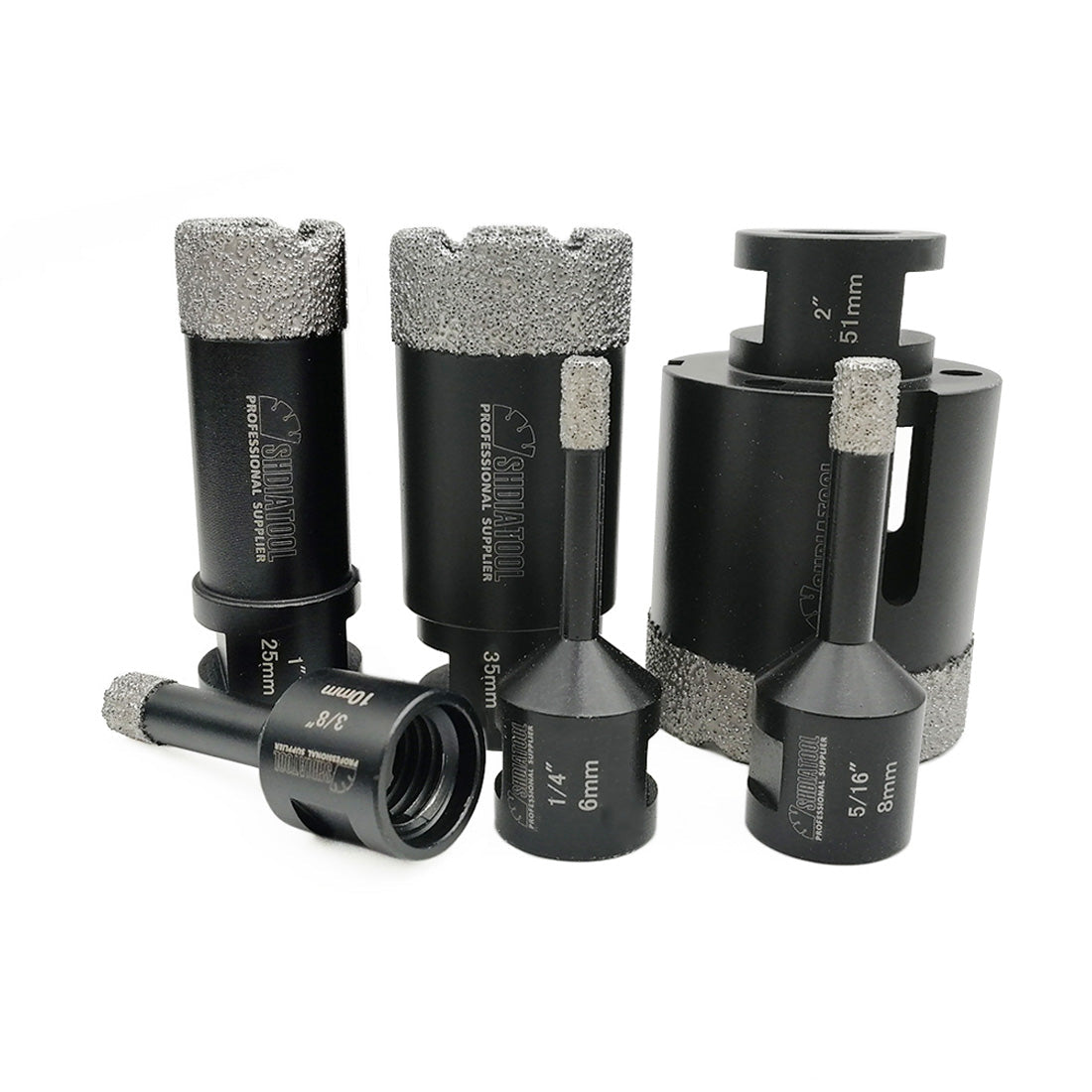 SHDIATOOL Diamond Core Drill Bits Set(6pcs) for Porcelain Tile Granite Marble 5/8-11 - SHDIATOOL
