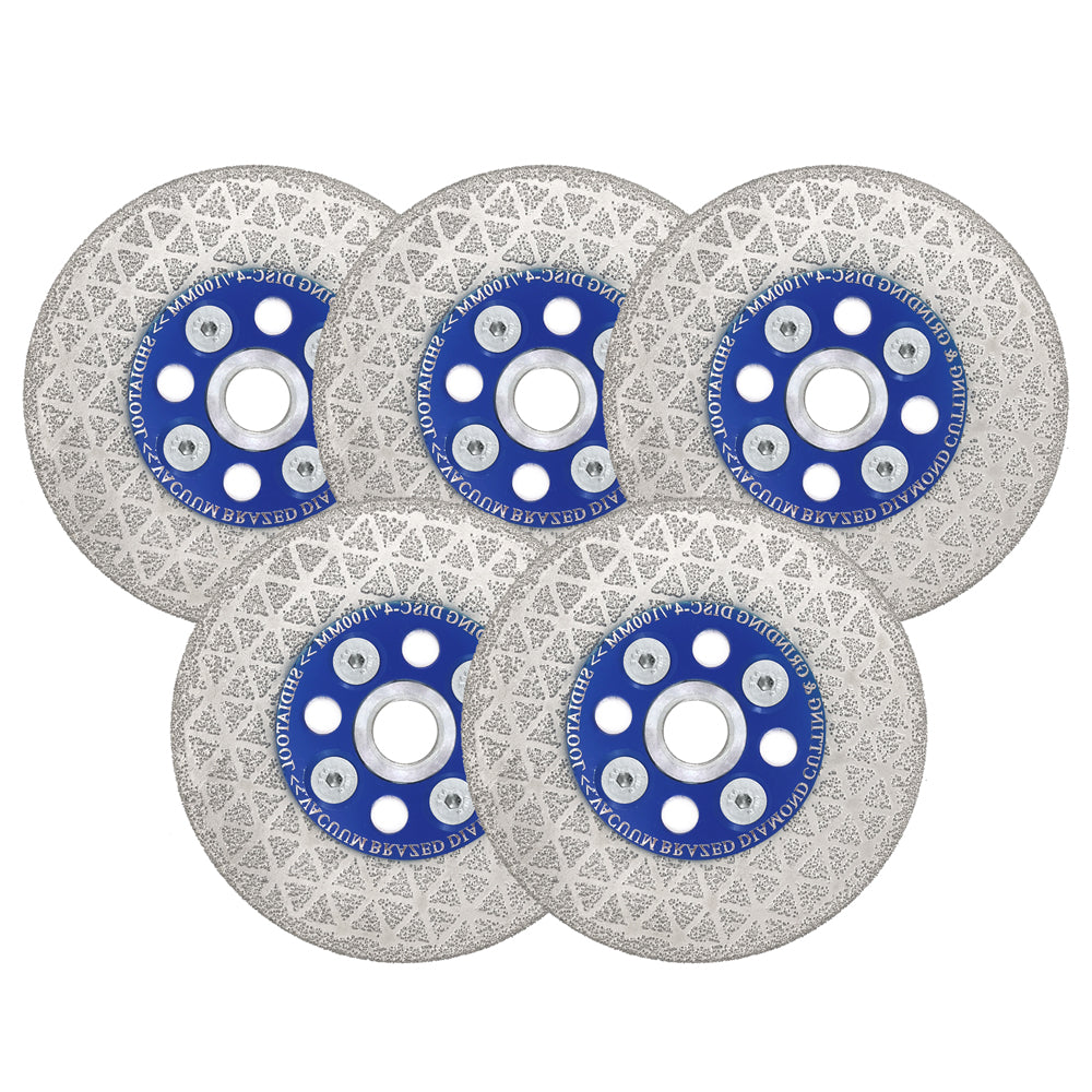 Saw Blades 5pcs 4/4.5/5"Cutting Grinding for Granite Concrete M14 or 5/8-11 Flange