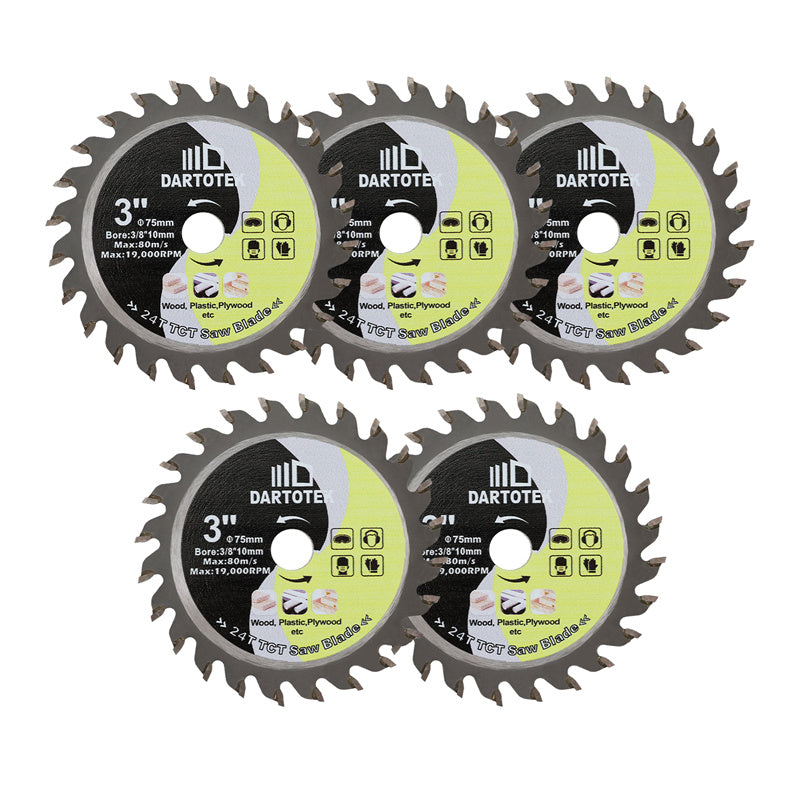 DARTOTEK 2/3/5pcs 3''75MM TCT Wood Diamond Saw Blade Wood Triming Cutting Discs