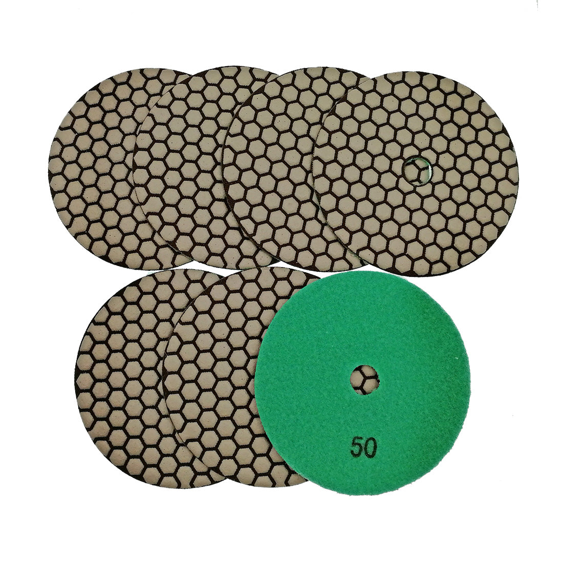 SHDIATOOL 5 Inch Dry Diamond polishing Pads Grit 50 for Granite Marble Quartz(7-Pack) - SHDIATOOL