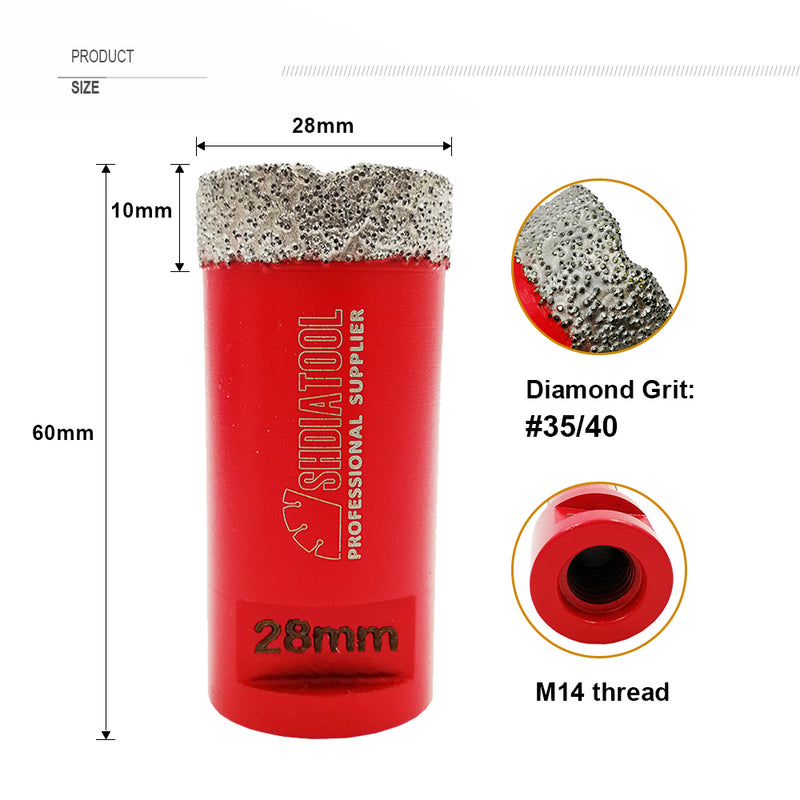 Diamond Core Bit 5pcs 20/25/28/35mm Drilling Porcelain Granite with M14 Thread