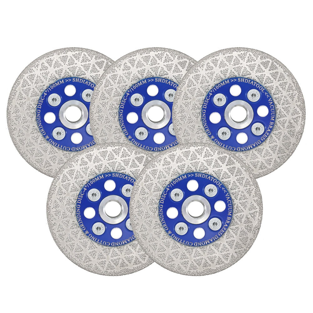 Saw Blades 5pcs 4/4.5/5"Cutting Grinding for Granite Concrete M14 or 5/8-11 Flange