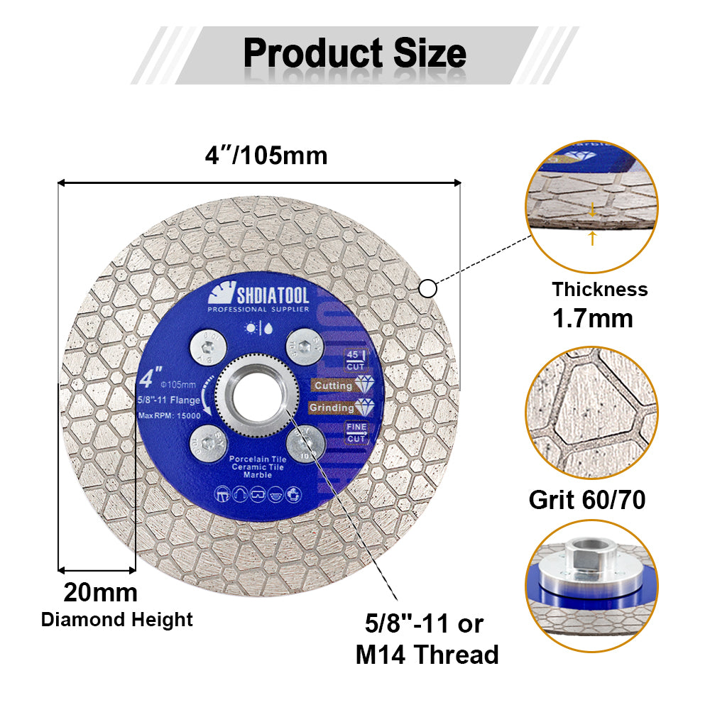 Saw Blade 4" Triangle Cutting Grinding for Marble Granite Stone Bore or Flange