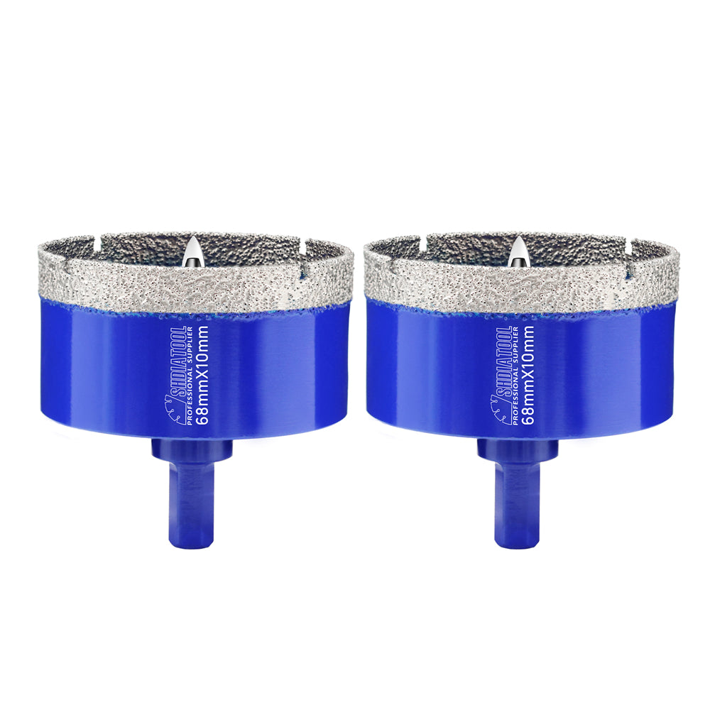 Shdiatool 1/2/3pcs 20-68mm Vacuum Brazed Triangle Shank Drill Bit with Postion Drill Bit for Ceramic Tile Marble Granite