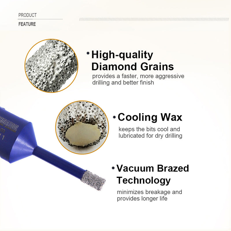 Diamond Drill Core Bits Set 5/8-11 Thread for Granite Marble Ceramic 6pcs/Box - SHDIATOOL