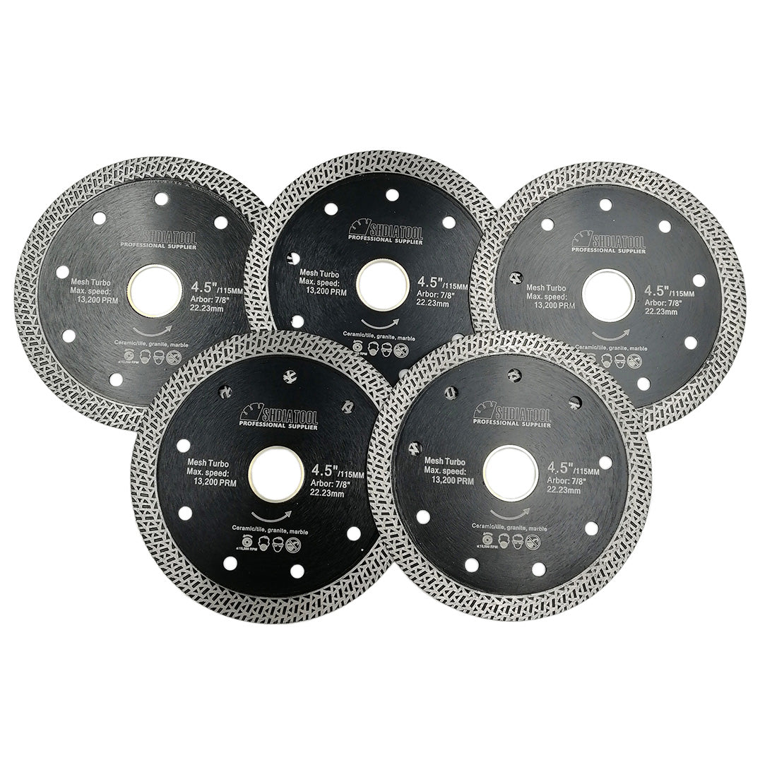 5pcs Mesh Turbo Saw Blades Cutting Porcelain Tile SHDIATOOL BE warehouse  4"/4.5"/5" - SHDIATOOL