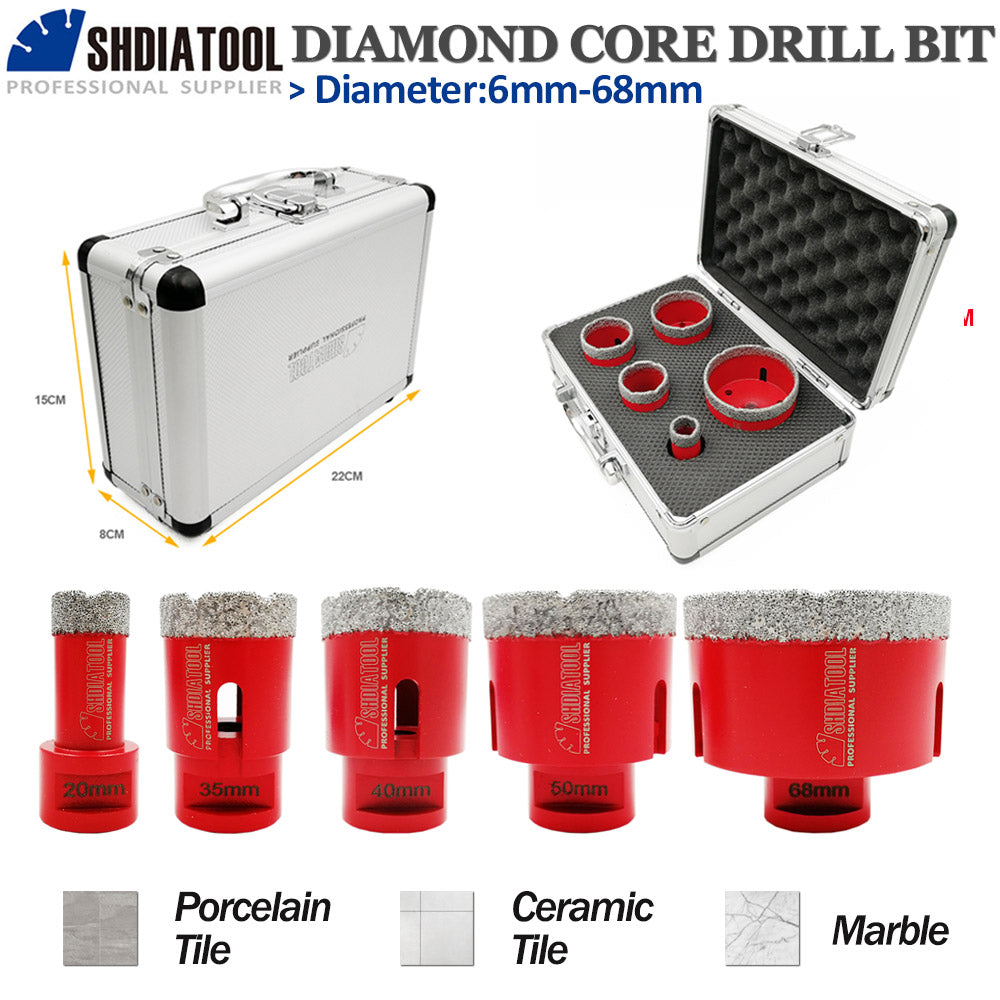 SHDIATOOL Red Diamond Drill Core Bits Kit for Tile Porcelain Granite M14 Thread - SHDIATOOL