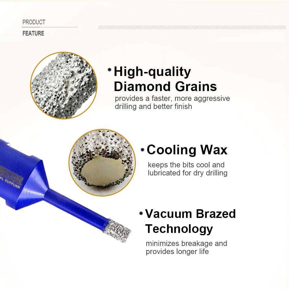 6pcs/Box Diamond Drill Core Bits for Granite Marble Ceramic Porcelain  M14 Thread - SHDIATOOL