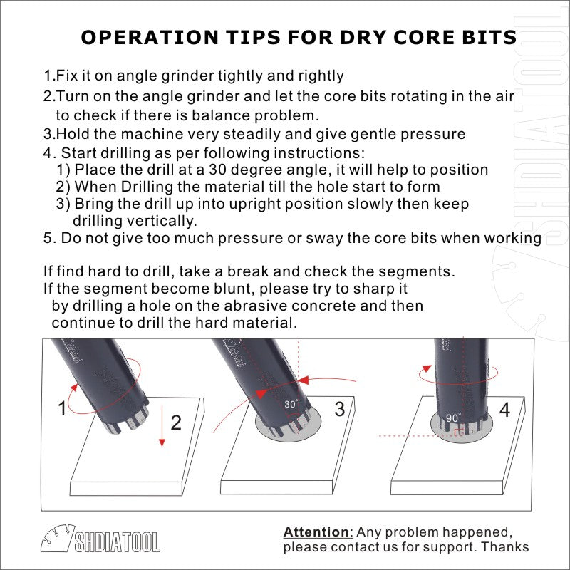 Wet Diamond Drilling Core Bits for Hard Granite Marble Concrete from 6mm to 14mm - SHDIATOOL