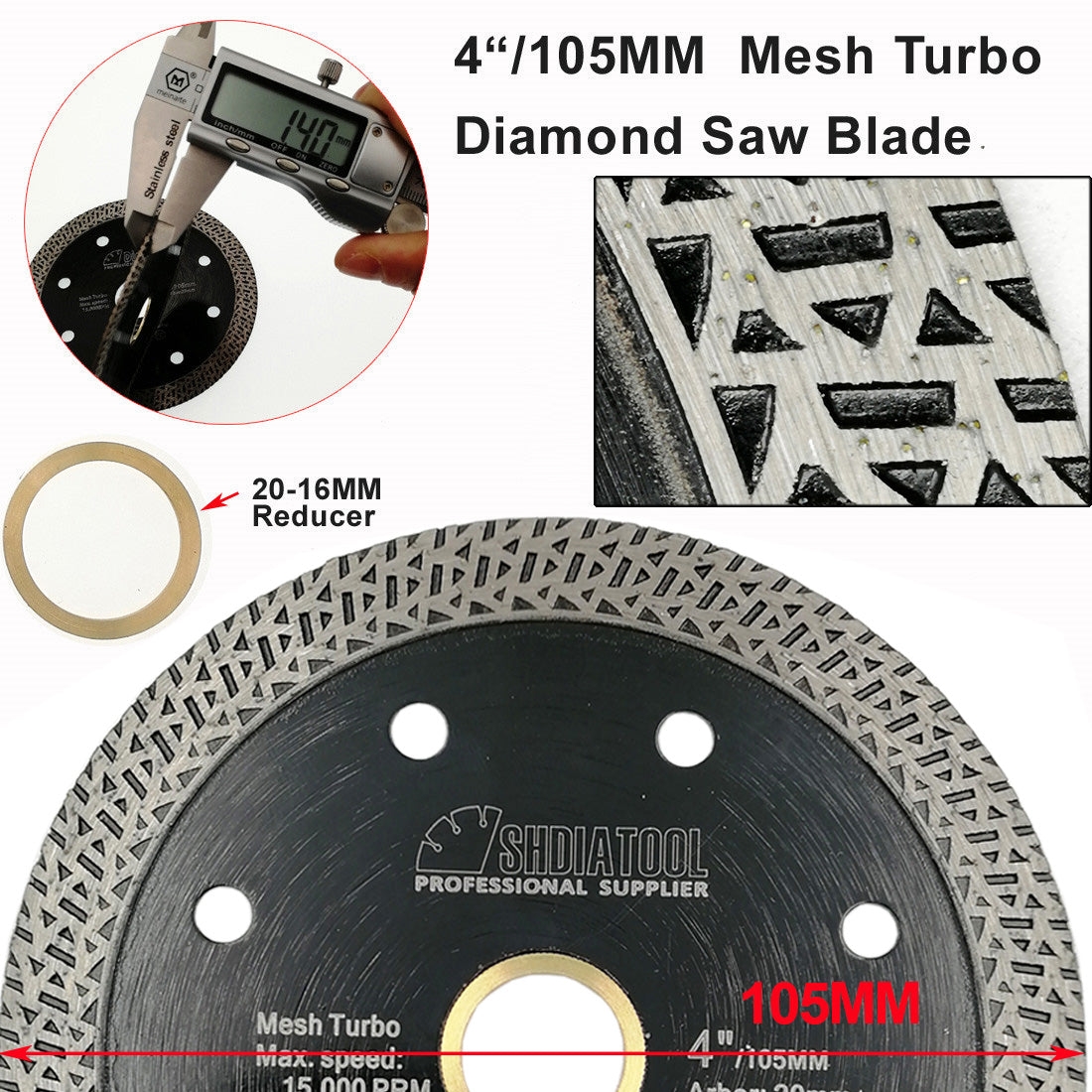 5pcs Mesh Turbo Saw Blades Cutting Porcelain Tile SHDIATOOL BE warehouse  4"/4.5"/5" - SHDIATOOL