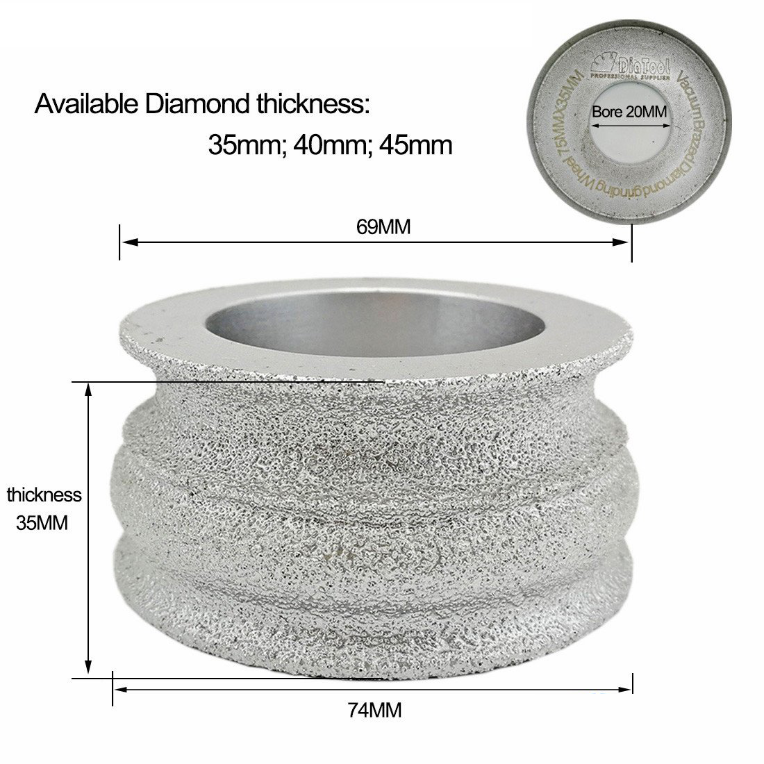 3"/75mm Diamond Hand Convext Disc Stone Edge Grinding Ceramics Quartz SHDIATOOL - SHDIATOOL