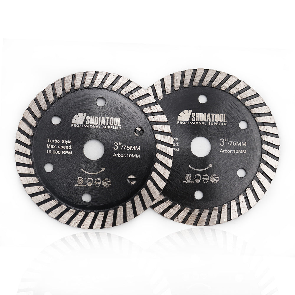SHDIATOOL Turbo Diamond Saw Blade 2pcs 3"Granite Concrete - SHDIATOOL