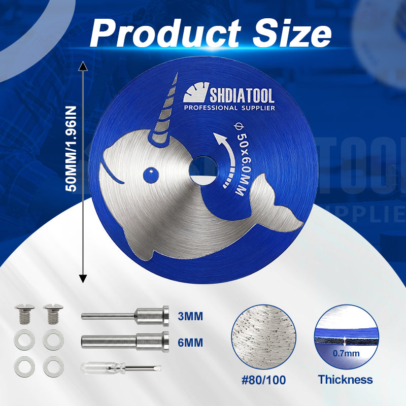 SHDATOOL Dia 50mm Mini Disc Diamond Tile Cutter Sintered Continuous-Tooth Saw Blade For Cleaning Ceramic Tile Grout Softer Tiles