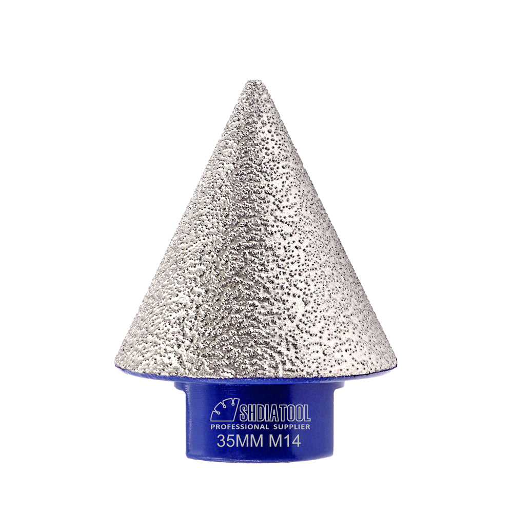 SHDIATOOL Diamond Beveling Chamfer Bits 5/8-11 or M14 or M10 Thread for Granite Marble Tiles Existing Holes Enlarging Polishing Shaping Dia 20/35/50/75mm - SHDIATOOL