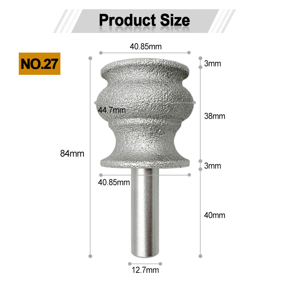 Diamond Router Bits with 1/2" Shank for Granite Marble 31 sizes 2pcs - SHDIATOOL