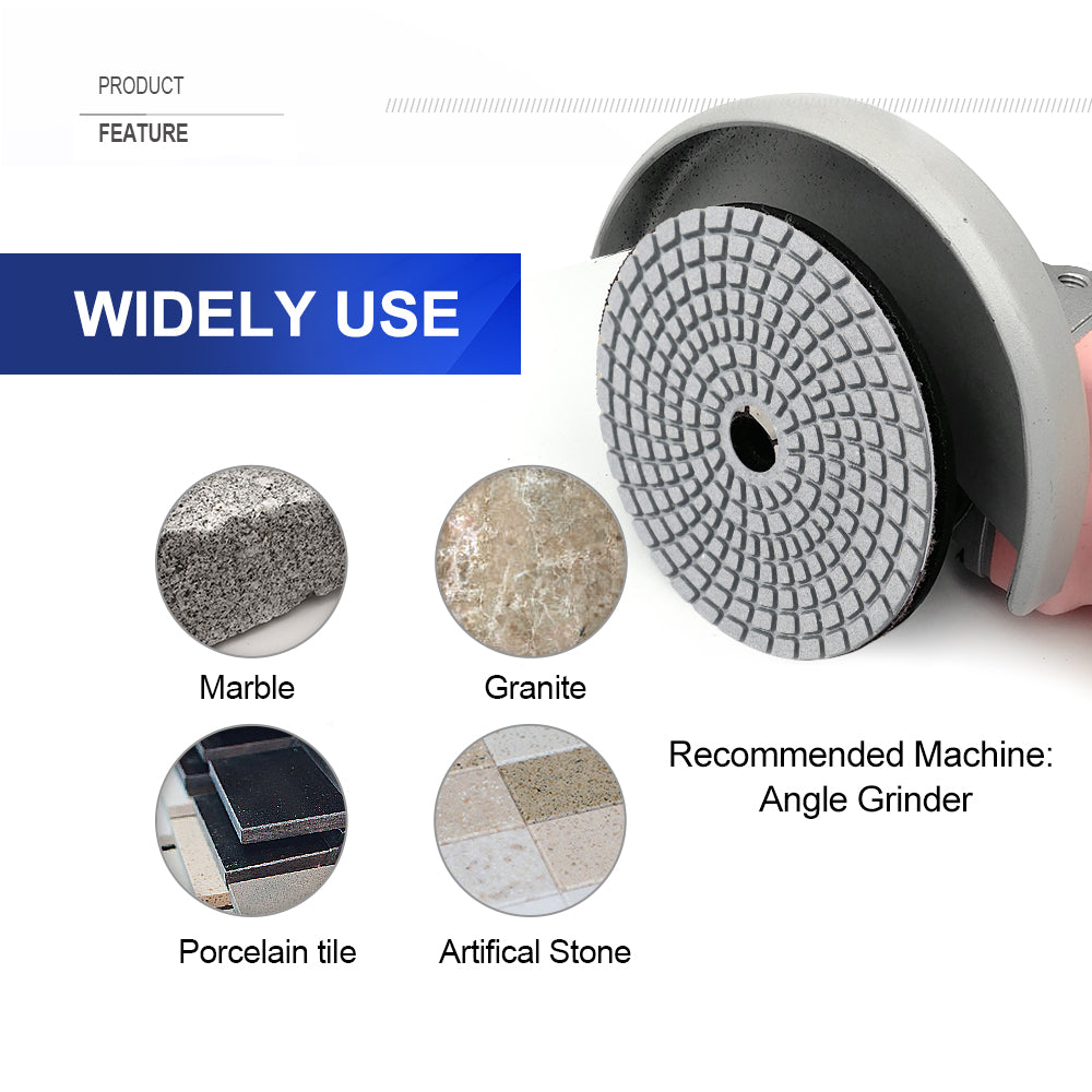 SHDIATOOL 5"Wet Diamond Polishing Pads for Marble Granite 6pcs or 7pcs - SHDIATOOL