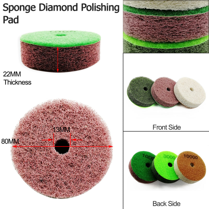 SHDIATOOL 3"/80mm Thickened Sponge Diamond Polishing Pads for Soft Stone Marble 6pcs/set - SHDIATOOL