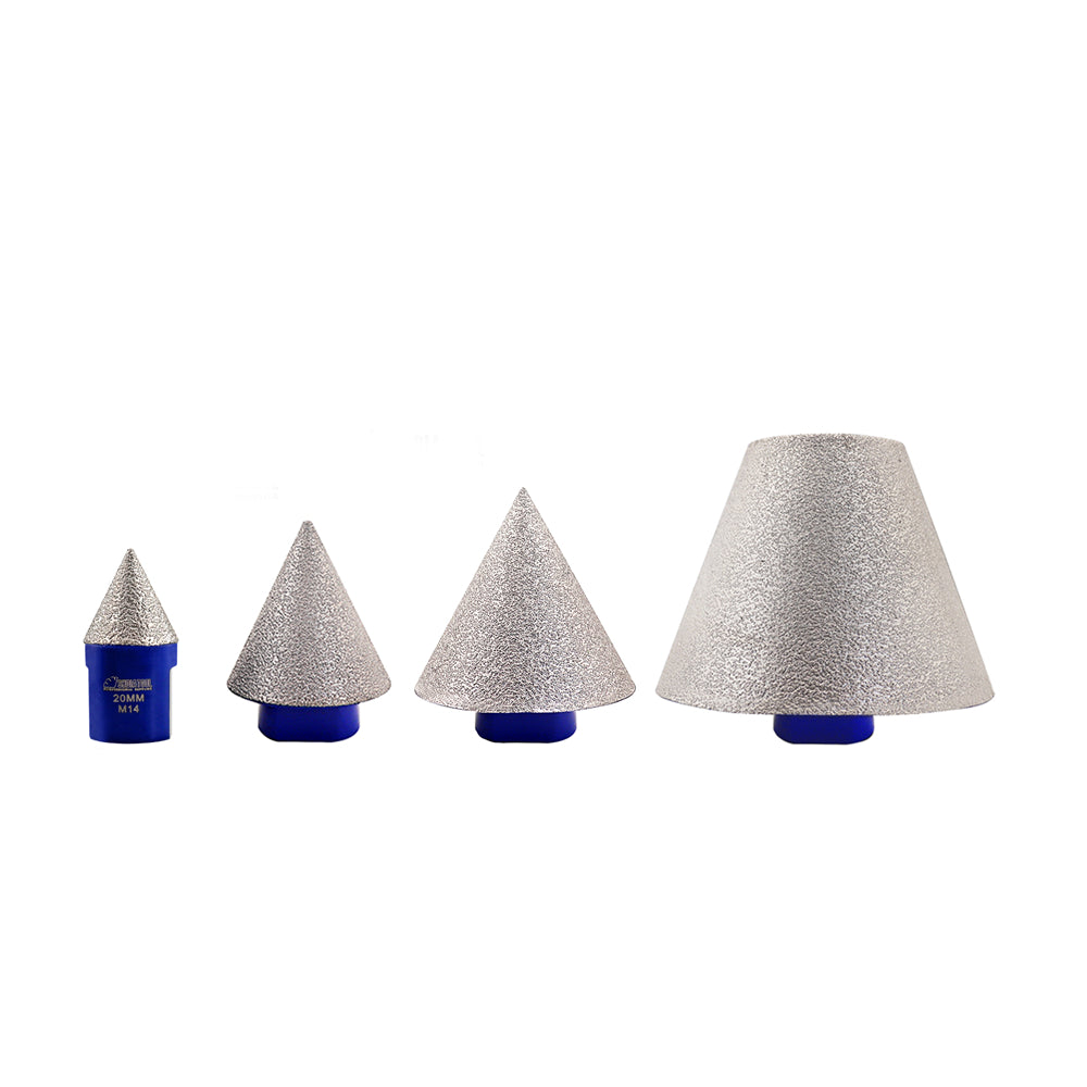 SHDIATOOL Diamond Beveling Chamfer Bits 5/8-11 or M14 or M10 Thread for Granite Marble Tiles Existing Holes Enlarging Polishing Shaping Dia 20/35/50/75mm - SHDIATOOL