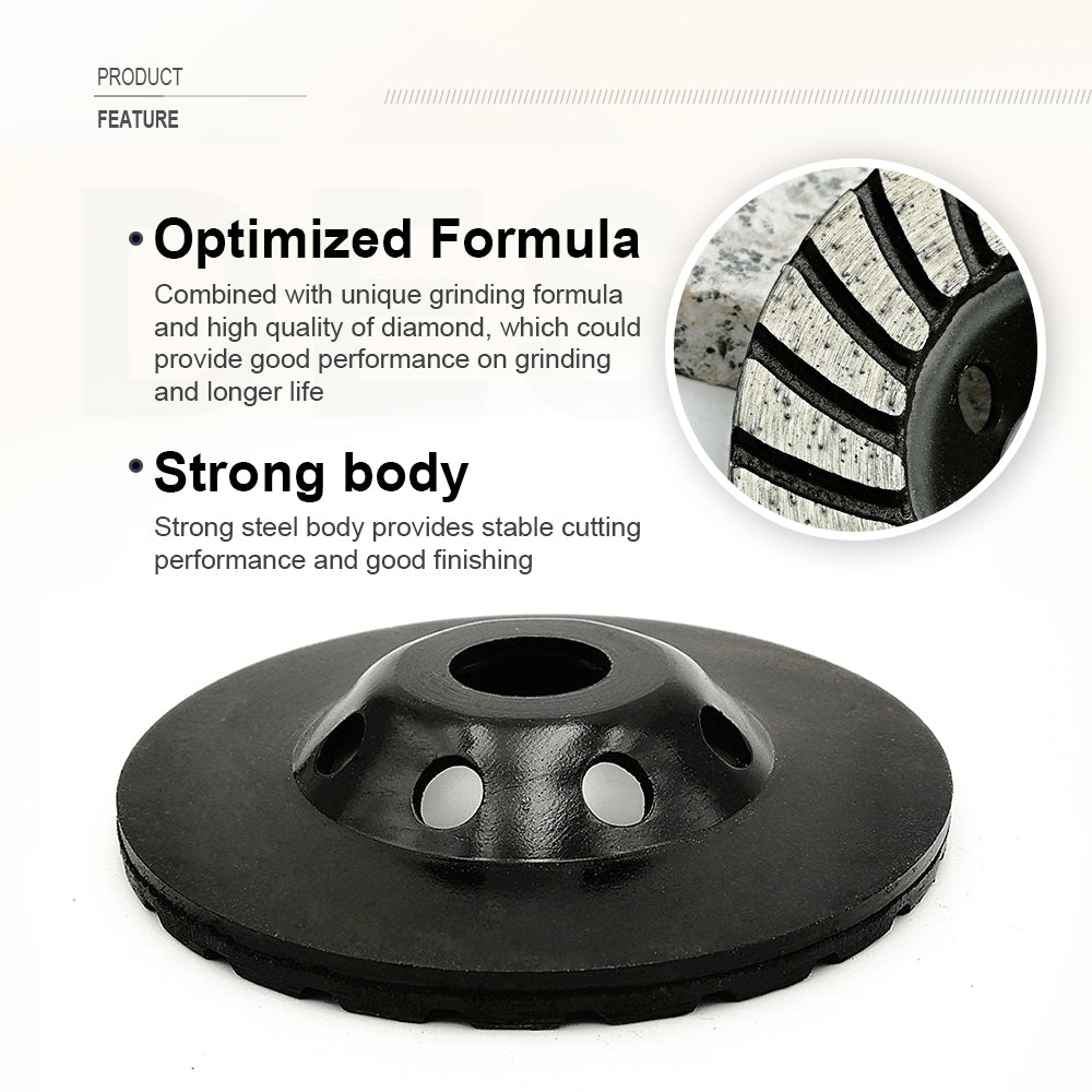 Turbo Row Diamond Grinding Cup Wheel for Concrete Granite Masonry Brick 4"/4.5"/5"/7" - SHDIATOOL