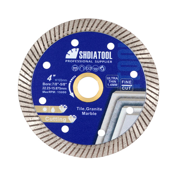 SHDIATOOL 4/4.5/5inch Superthin Diamond Turbo Saw Blade Ceramic Tile Cutting Disc Marble Circular Saw Cutter Dia 100-125mm