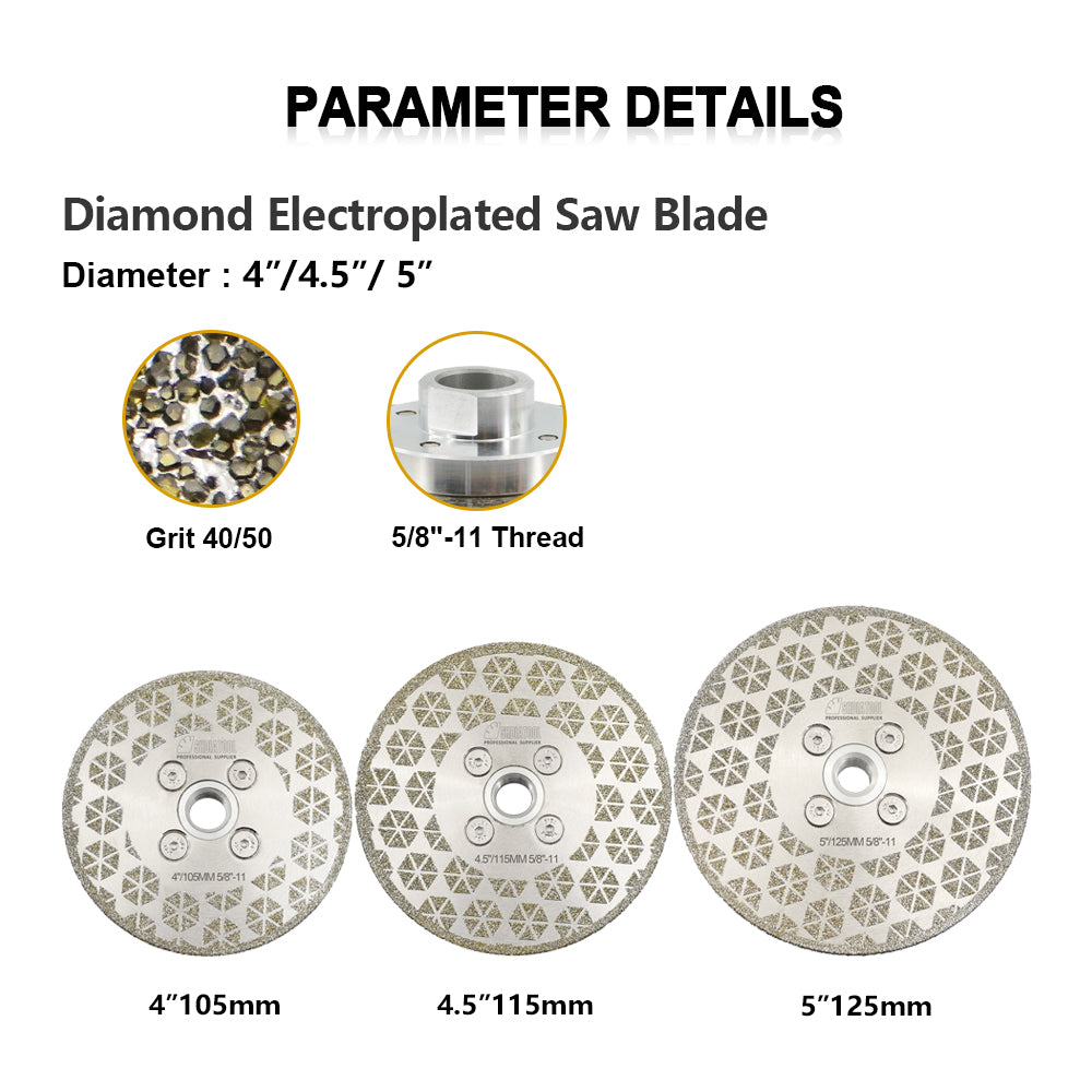 Electroplated Saw Blade Granite Marble Single Side Coated with M14 or 5/8-11 Flange