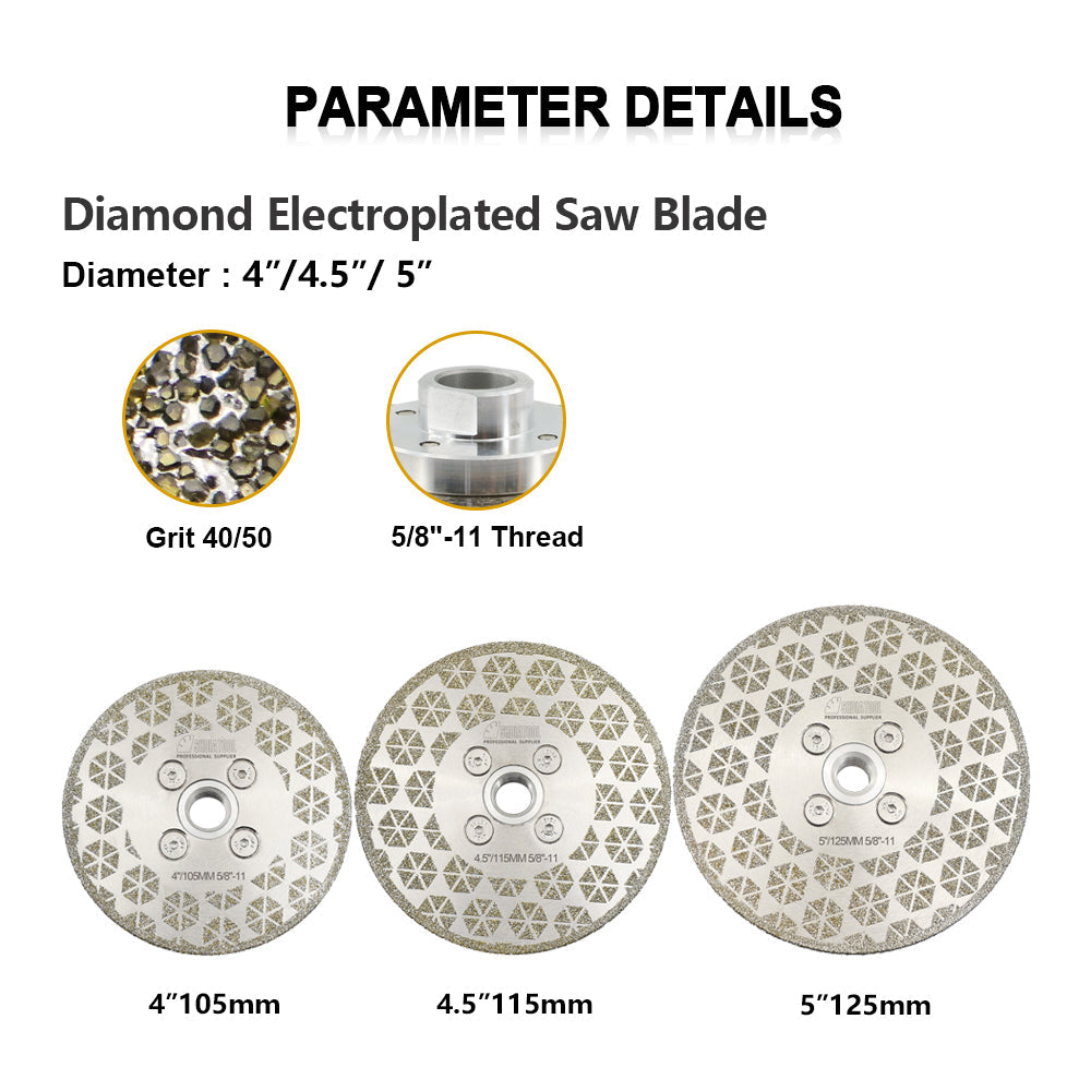 Electroplated Saw Blade Granite Marble Single Side Coated with M14 or 5/8-11 Flange
