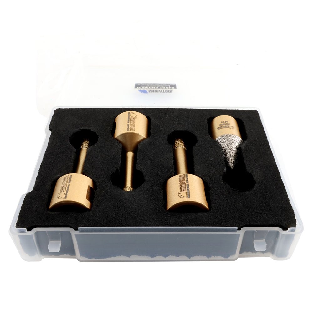 SHDIATOOL Diamond Drill Bits 1set/4pcs Porcelain Tile Marble Ceramic M14 Thread - SHDIATOOL