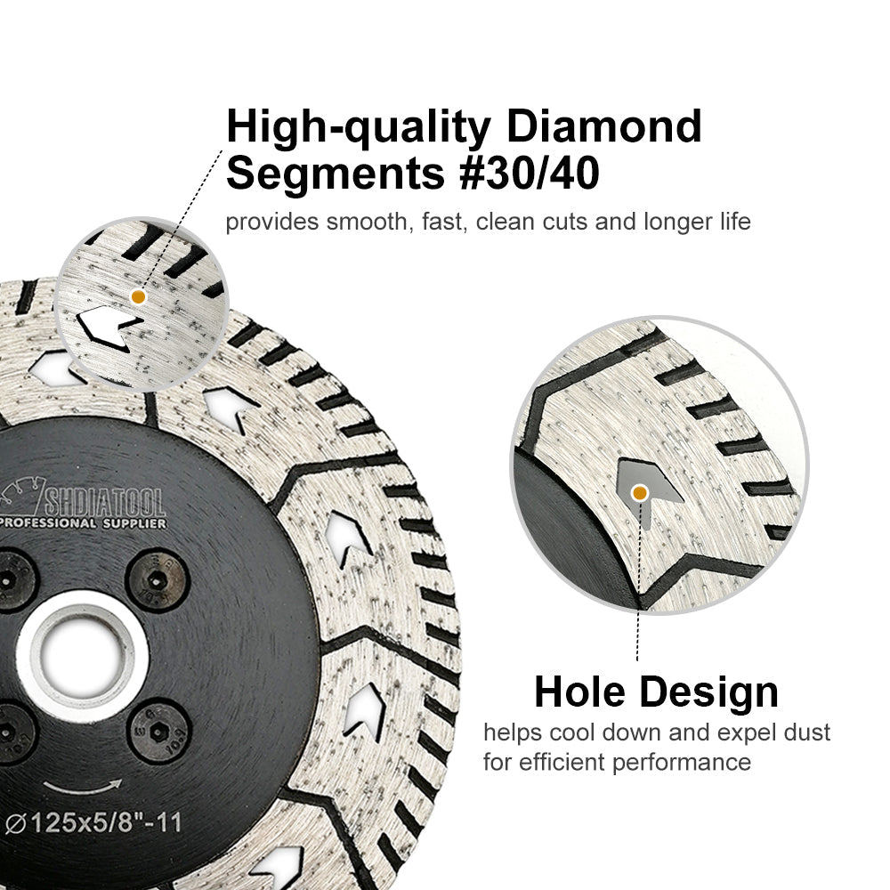 SHDIATOOL Turbo Saw Blade 3" 4.5" 5" 7" 9"Cutting Grinding Marble Concrete - SHDIATOOL