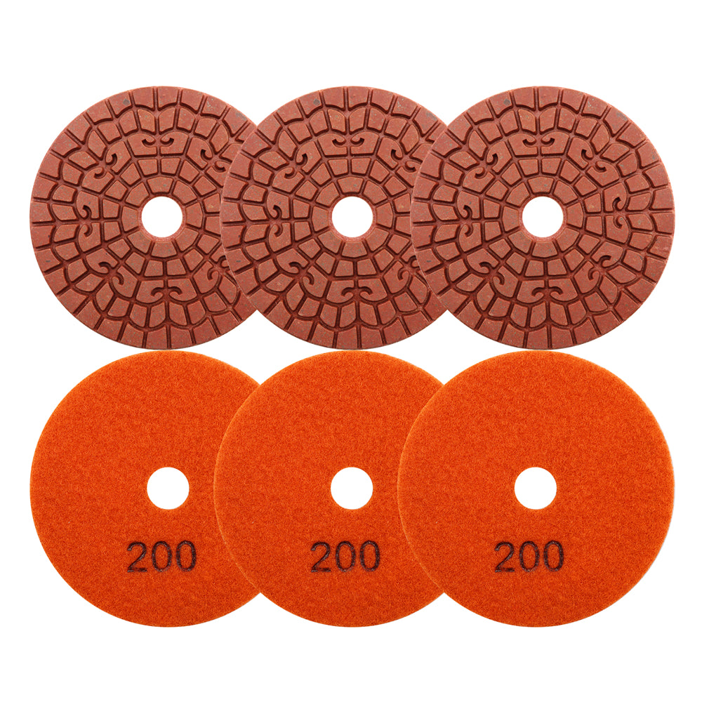 SHDIATOOL 6pcs/Set Diamond Polishing Pads Wet Sanding Disc for Granite Marble Artificial Stone - SHDIATOOL